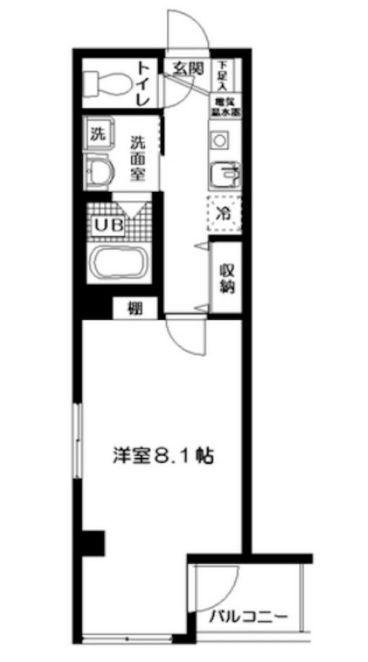 ROOST ルースト(1K/4階)の間取り写真