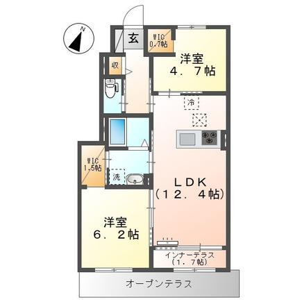 ルーチェII(2LDK/1階)の間取り写真