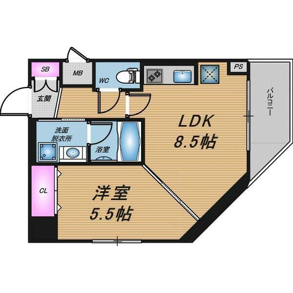 CREATO北大阪レヴァンテ(1LDK/11階)の間取り写真