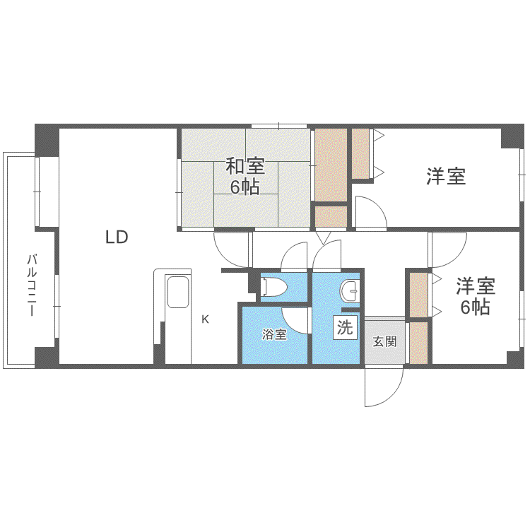 MANSION KURODA南8条(3LDK/2階)の間取り写真