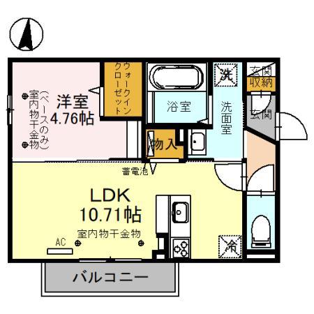 OTTS桂(1LDK/2階)の間取り写真