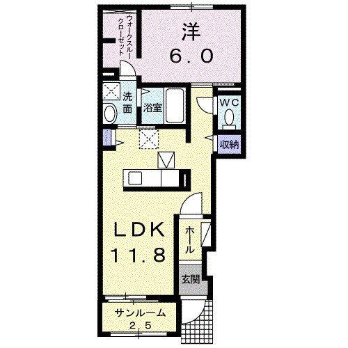 メルべーユ 壱番館(1LDK/1階)の間取り写真