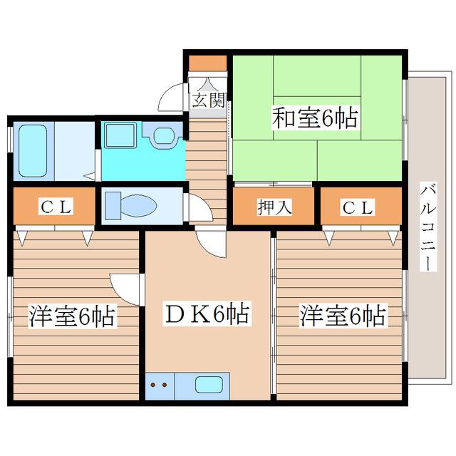 プラムクリークII番館(3DK/1階)の間取り写真