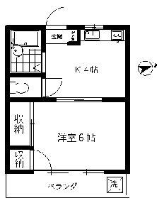 ブリッヂハイツ日吉(1K/2階)の間取り写真