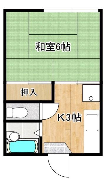 NB2一の谷(1K/1階)の間取り写真