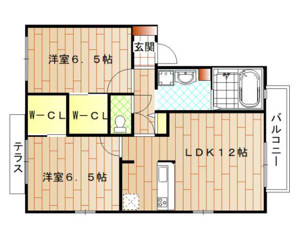 グリーンコート上牧(2LDK/2階)の間取り写真