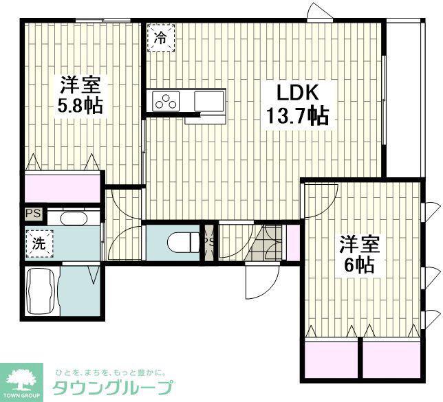 フォルテ大屋敷(2LDK/3階)の間取り写真