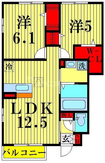 コートプラセール A(2LDK/1階)の間取り写真