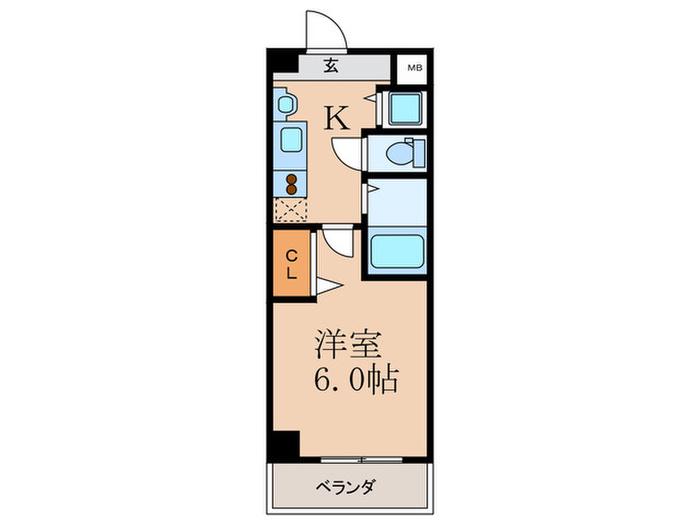 プレミアムコート天神橋エイト(1K/8階)の間取り写真