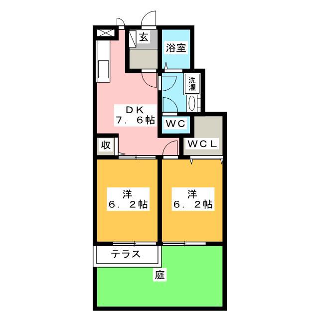 グリーンヒルズ芥見(2DK/1階)の間取り写真