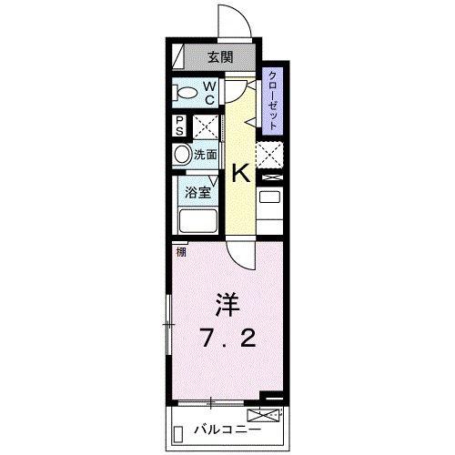 クリンゲル(1K/2階)の間取り写真