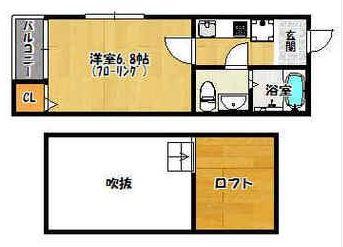レジデンス博多東(1K/2階)の間取り写真