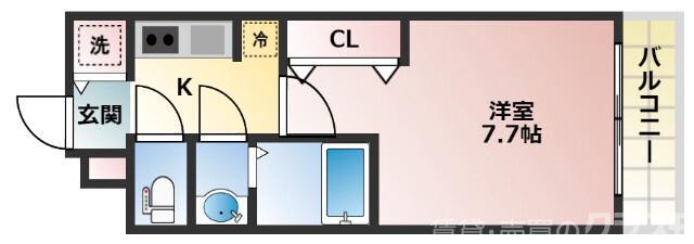 S-RESIDENCE三国ウエスト(1K/7階)の間取り写真