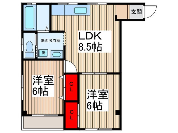 ブライトンⅡ(2LDK/2階)の間取り写真