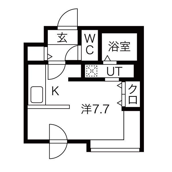 LUCE SOLARE麻生(1K/4階)の間取り写真