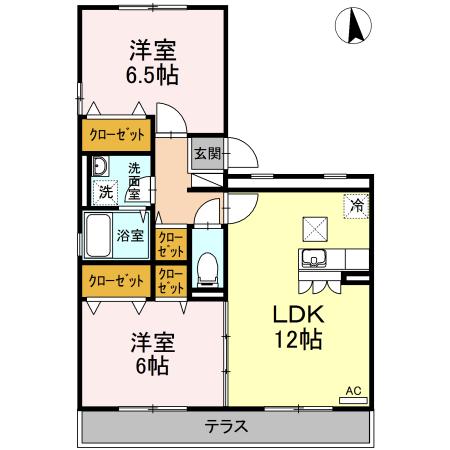パストラルA棟(2LDK/1階)の間取り写真