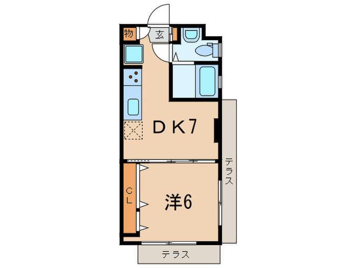 コーポ金子(1DK/1階)の間取り写真