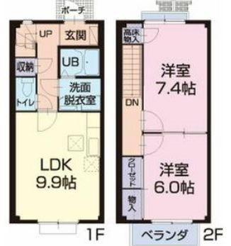 ボヌール水郷B(2LDK/1階)の間取り写真