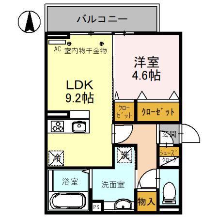 D-ROOM紅雲町B(1LDK/3階)の間取り写真