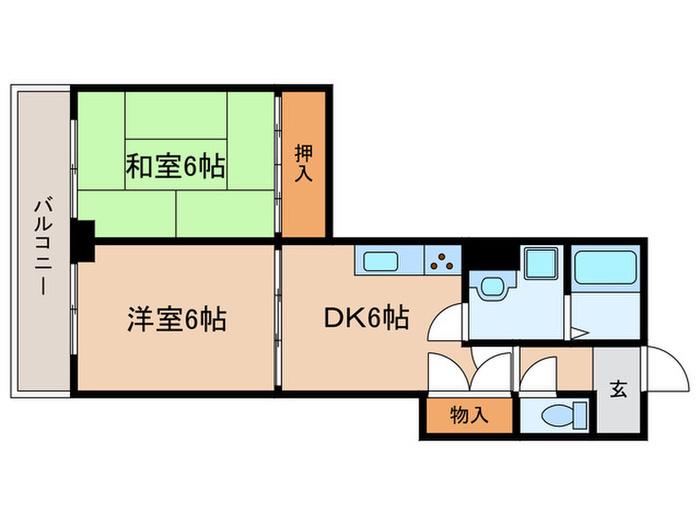 ソシア東亜(2DK/4階)の間取り写真
