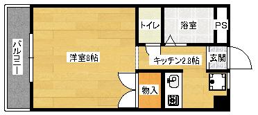 ユースハイム清水(1K/1階)の間取り写真