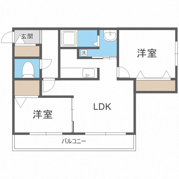 SUN CREST(2LDK/3階)の間取り写真