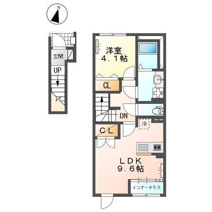 足利市朝倉町アパート(1LDK/2階)の間取り写真