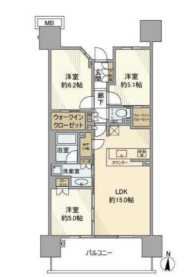 シティテラス東陽町(3LDK/5階)の間取り写真