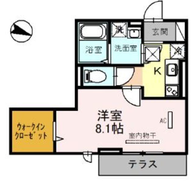 プルメリア(1K/2階)の間取り写真