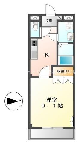 エルヴェ東小向II(1K/2階)の間取り写真
