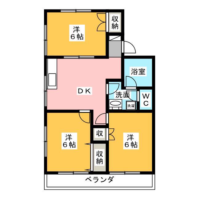ソワサント しんせん(3DK/2階)の間取り写真