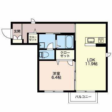 ミッドパレス(1LDK/2階)の間取り写真