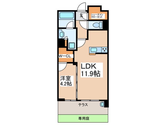 プロミライズ青葉台イーストコア(1LDK/1階)の間取り写真