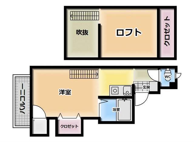 KHコーポ(1K/2階)の間取り写真
