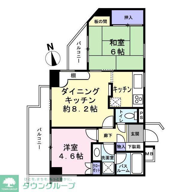 東急ドエルアルス川口5丁目壱番館(2LDK/6階)の間取り写真