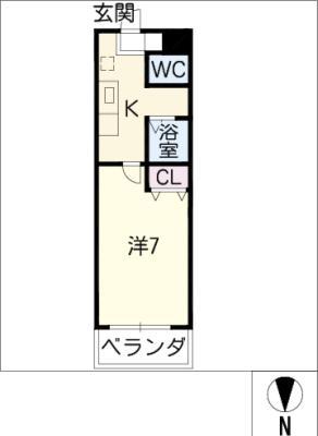 A・CITY瑞穂雁道(1K/4階)の間取り写真