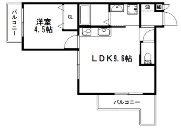 プライベートレジデンス西院II(1LDK/2階)の間取り写真
