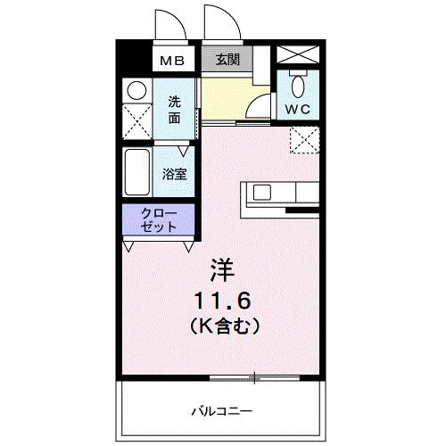 クイーンズコート(ワンルーム/3階)の間取り写真
