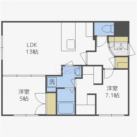 COMSAP24 PARKSIDE(2LDK/3階)の間取り写真