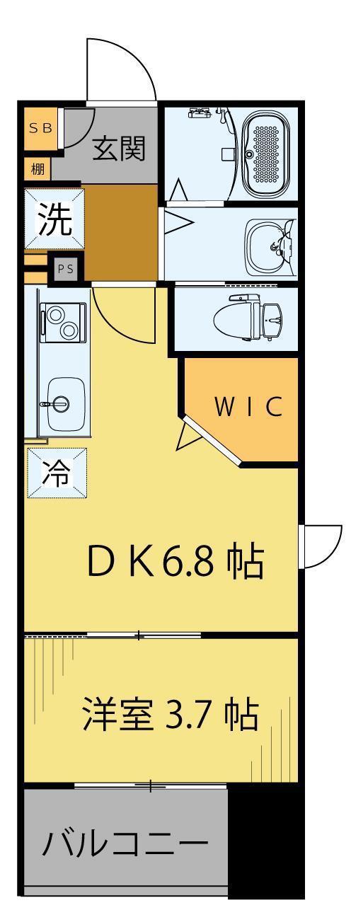 シェルグランデ鉄砲町東(1DK/10階)の間取り写真
