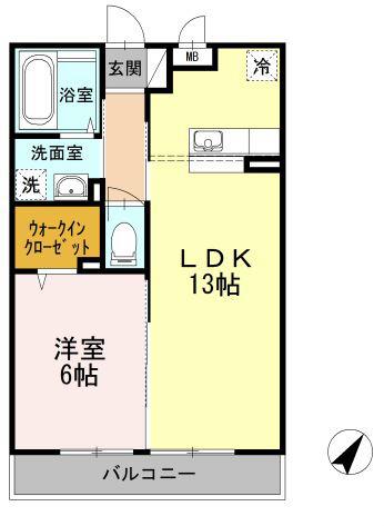 マグノリア湘南台(1LDK/3階)の間取り写真