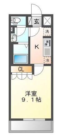 グレイス江北(1K/2階)の間取り写真