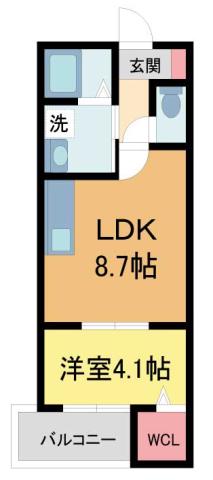 S-FLATさくら夙川(1LDK/2階)の間取り写真