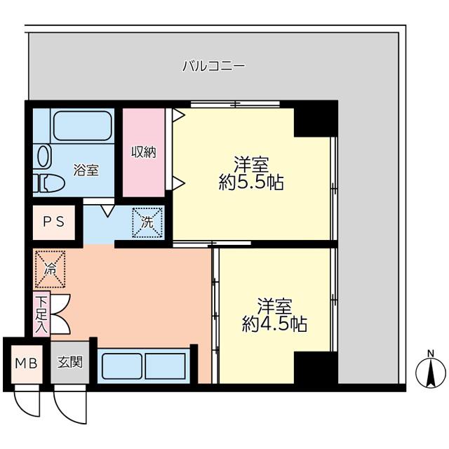 ドルミ錦糸町 長谷川ビル(2K/3階)の間取り写真
