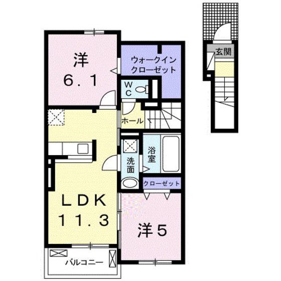 ＪＲ宇野線 彦崎駅 徒歩10分 2階建 築6年(2LDK/2階)の間取り写真