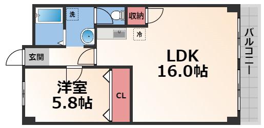 プリンストン布施(1LDK/9階)の間取り写真