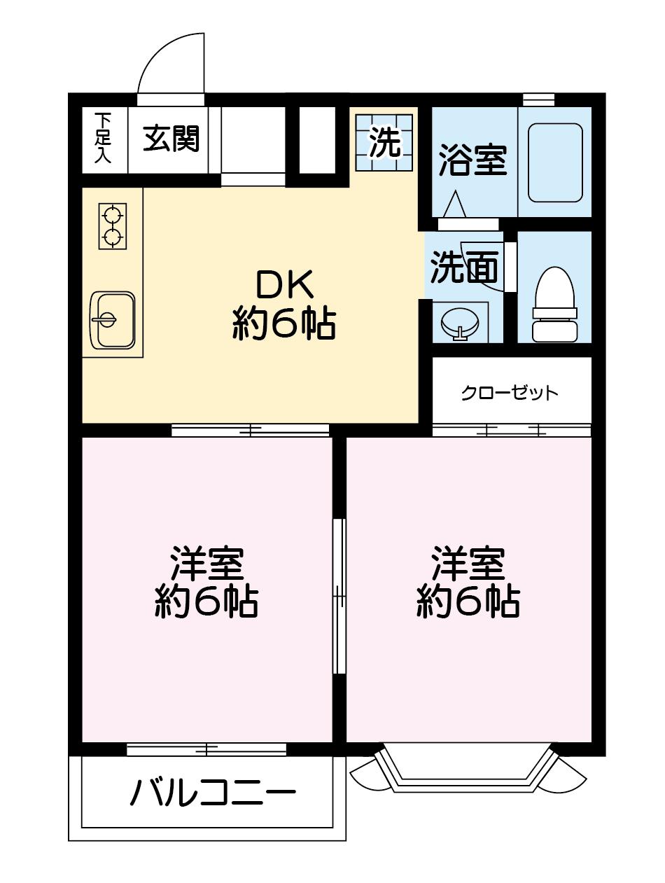 エスペランサA(2DK/1階)の間取り写真