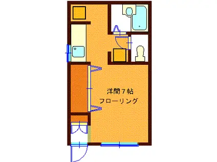 フローラルハイツA(ワンルーム/1階)の間取り写真