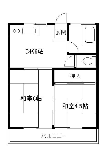 第1コーポ森山(2DK/2階)の間取り写真