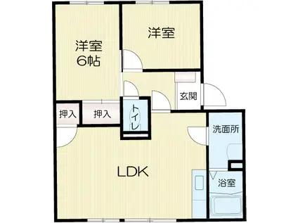 ド・ミール中野(2LDK/2階)の間取り写真